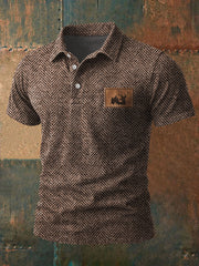 Herren Retro Western geweih Herring bone Print Casual Top