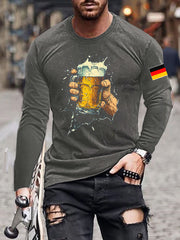 Herren CrewGerman Oktoberfest in München Langarm T-Shirt gedruckt