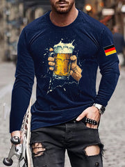 Herren CrewGerman Oktoberfest in München Langarm T-Shirt gedruckt