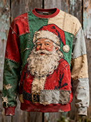 Herren Vintage Weihnachts weihnachts mann Patchwork Print Casual Sweatshirt