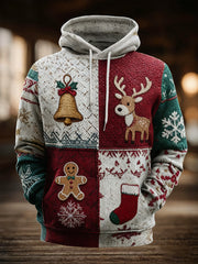 Herren Vintage Weihnachts druck Übergroßer Schulter-Hoodie mit Taschen