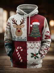 Herren Vintage Weihnachts druck Übergroßer Schulter-Hoodie mit Taschen