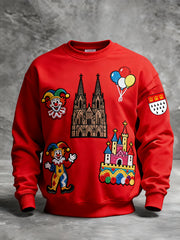 Herren Cologne Carnival Print Crew Neck Sweatshirt
