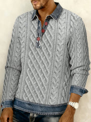 Sweatshirt mit strukturiertem Denim-Kragen für Herren