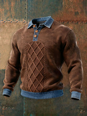 Sweatshirt mit strukturiertem Denim-Kragen für Herren