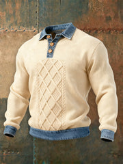 Sweatshirt mit strukturiertem Denim-Kragen für Herren