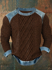 Sweatshirt mit strukturiertem Denim-Kragen für Herren
