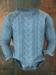 Sweatshirt mit strukturiertem Denim-Kragen für Herren