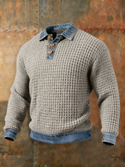 Sweatshirt mit strukturiertem Denim-Kragen für Herren