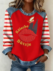 Frauen Deutschland Köln Karneval Muster Patchwork Kunst Sweatshirt