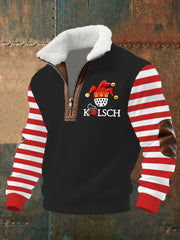 Herren Cologne Carnival Print Stricks toff Reiß verschluss Pelz kragen Hoodie