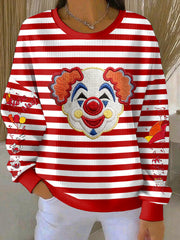 Frauen Kölner Karnevals streifen Clown Print Casual Sweatshirt