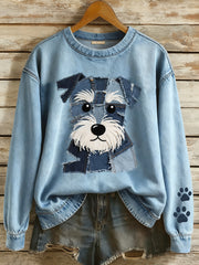 Frauen schöne Schnauzer Hund Patchwork Kunst Sweatshirt