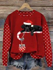 Damen Weihnachten niedlich Hund Print Casual Sweatshirt