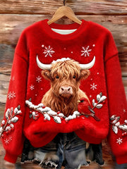 Frauen Weihnachten Highland Kuh Flanell Hoodie