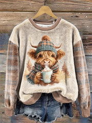 Damen niedliche Kuh Kunst Flanell Top