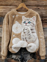 Frauen atmen einfach Fuzzy Cat & Löwenzahn Gemütliche Flanell Hoodie