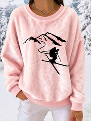 Damen Ski druck Casual Top