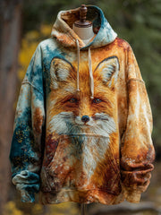 Herren Fox Art Print Casual Hoodie