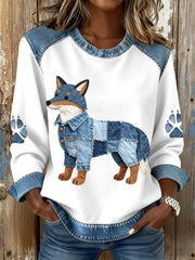 Damen-Fox-Print-Sweatshirts