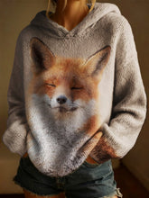 Damen Winter Fox Kunstdruck Pullover