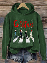 Damen Frohe Weihnachten Retro Klassische Legendäre Rock Band Print Geschenk für Fans Casual Sweatshirt