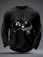 Herren Rockmusik inspiriertes Waffel oberteil