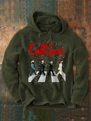 Herren Frohe Weihnachten Retro Klassisches legendäres Rock Band Print Geschenk für Fans Casual Waffel Hoodie