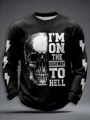 Herren Rockmusik inspirierte Waffel-T-Shirt mit langen Ärmeln