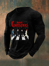 Herren Frohe Weihnachten Retro Klassische Legendäre Rock Band Print Geschenk für Fans Lässiges Langarm T-Shirt
