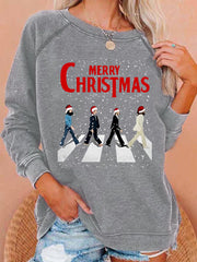 Damen Frohe Weihnachten Retro Klassische Legendäre Rock Band Print Geschenk für Fans Casual Sweatshirt