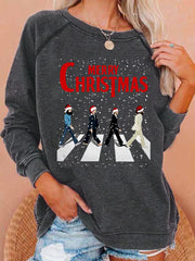 Damen Frohe Weihnachten Retro Klassische Legendäre Rock Band Print Geschenk für Fans Casual Sweatshirt