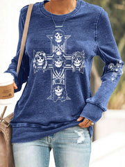 Damen Rock Print Polyester Taillierte Sweatshirt