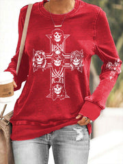 Damen Rock Print Polyester Taillierte Sweatshirt