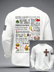 Herren Rock Print Waffel Langarm T-Shirt