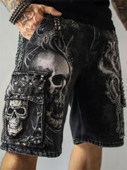 Herren Rock Skulls bedruckte Shorts