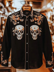 Herren Retro-lässiges T-Shirt mit Totenkopf druck