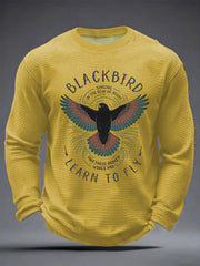 Herren Retro Classic Legendary Rock Band Print Geschenk für Fans Casual Waffel Langarm T-Shirt