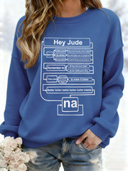 Damen Lustiges Hey Jude Retro Klassisches legendäres Rock Band Print Geschenk für Fans Casual Sweatshirt