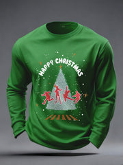 Herren Frohe Weihnachten Retro Klassische Legendäre Rock Band Print Lässiges Langarm T-Shirt