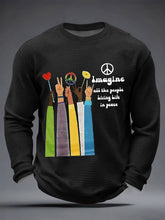 Herren Retro Classic Legendary Rock Band Print Geschenk fĂĽr Fans Casual Waffel Langarm T-Shirt