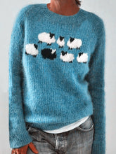 Frauen Isländischer Pullover, Rundhals, lockerer Pullover