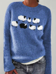 Frauen Isländischer Pullover, Rundhals, lockerer Pullover