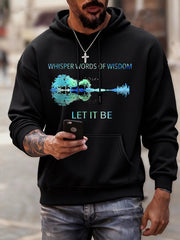 Herren Retro Whisper Worte der Weisheit Lassen Sie es Guitar Print Casual Hoodie sein