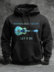 Herren Retro Whisper Worte der Weisheit Lassen Sie es Guitar Print Casual Hoodie sein