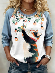 Damen-Katzen-Print-Sweatshirts