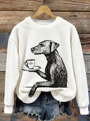 Damen Hund Kaffee Kunst Flanell Hoodie