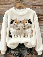 Damen niedliche Katzen Flanell Sweatshirt