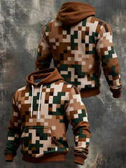 Herren Geometrische Muster Druck Hoodie mit Tasche