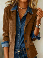 Einfarbige Vintage-Jacke im westlichen Stil für Damen